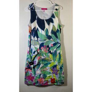 Womens Claire Desjardins Party‎ in August Art Watercolor Linen Dress S #7